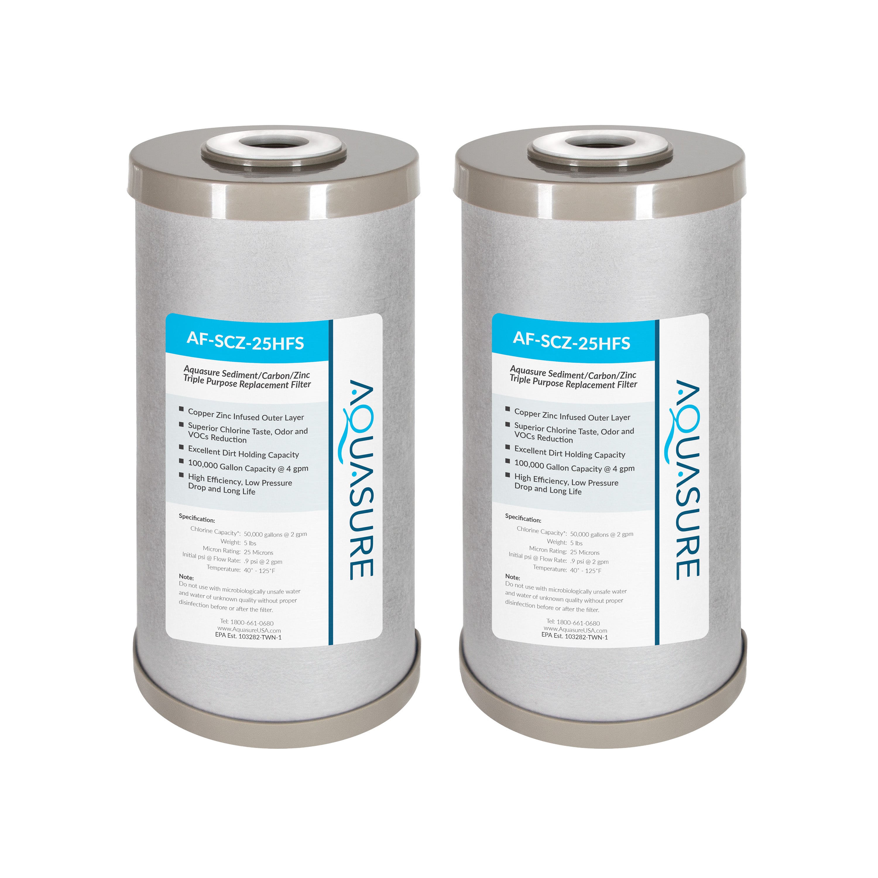 Fortitude V2 Series | Sediment/Carbon/Zinc Triple Purpose Replacement Filter - Standard (2-Pack)