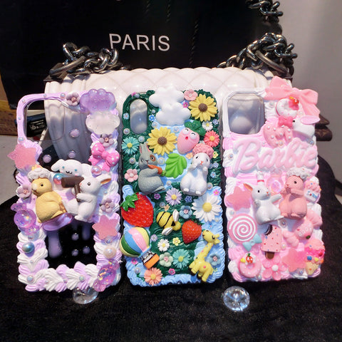 Pink Panther Handmade Cream Glue Diy Phone Case gccemart Pink Panther Handmade Cream Glue Diy Phone Case gccemart