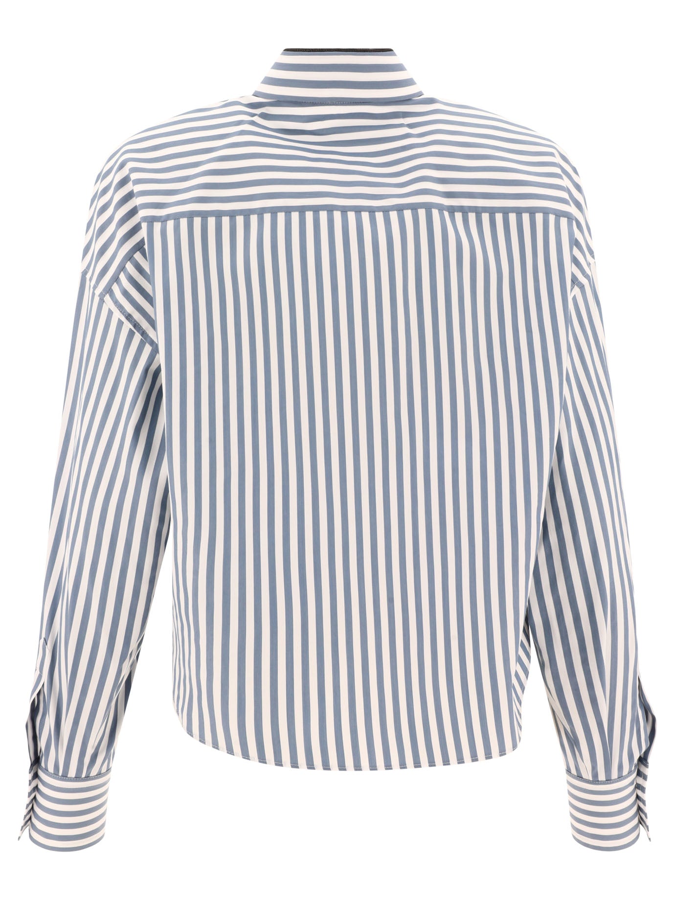 Brunello Cucinelli Striped Shirt With Shiny Collar