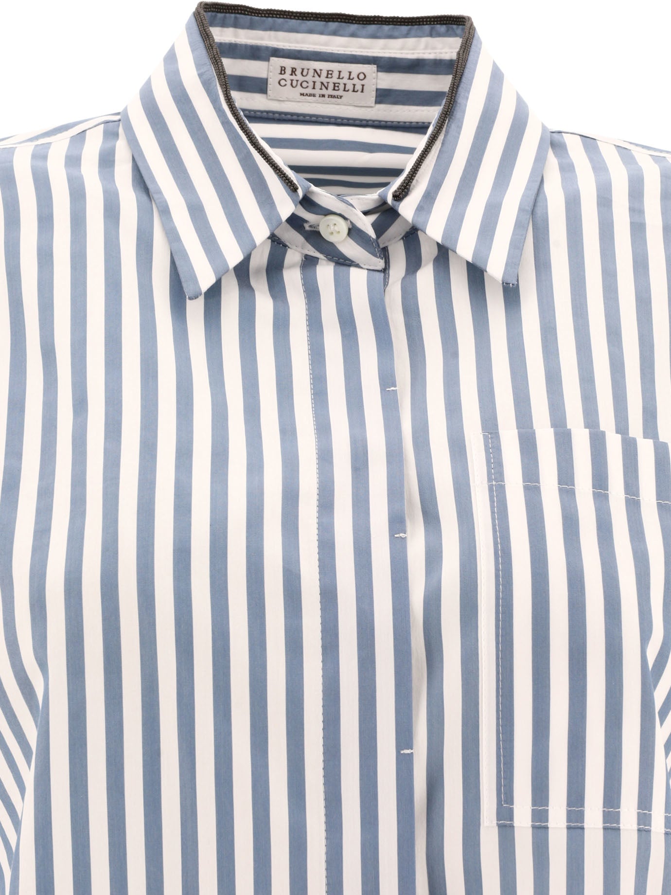 Brunello Cucinelli Striped Shirt With Shiny Collar