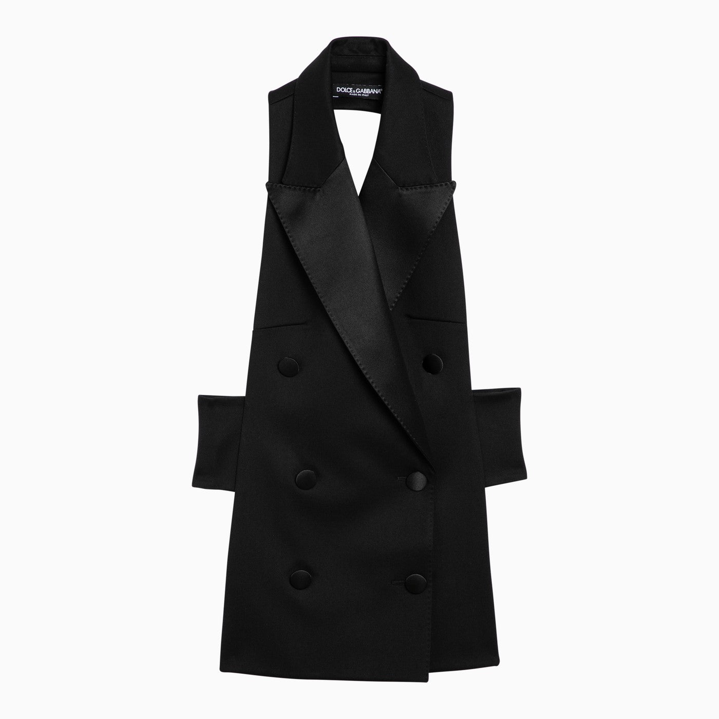 Dolce&Gabbana Black Double Breasted Waistcoat In Wool Gabardine