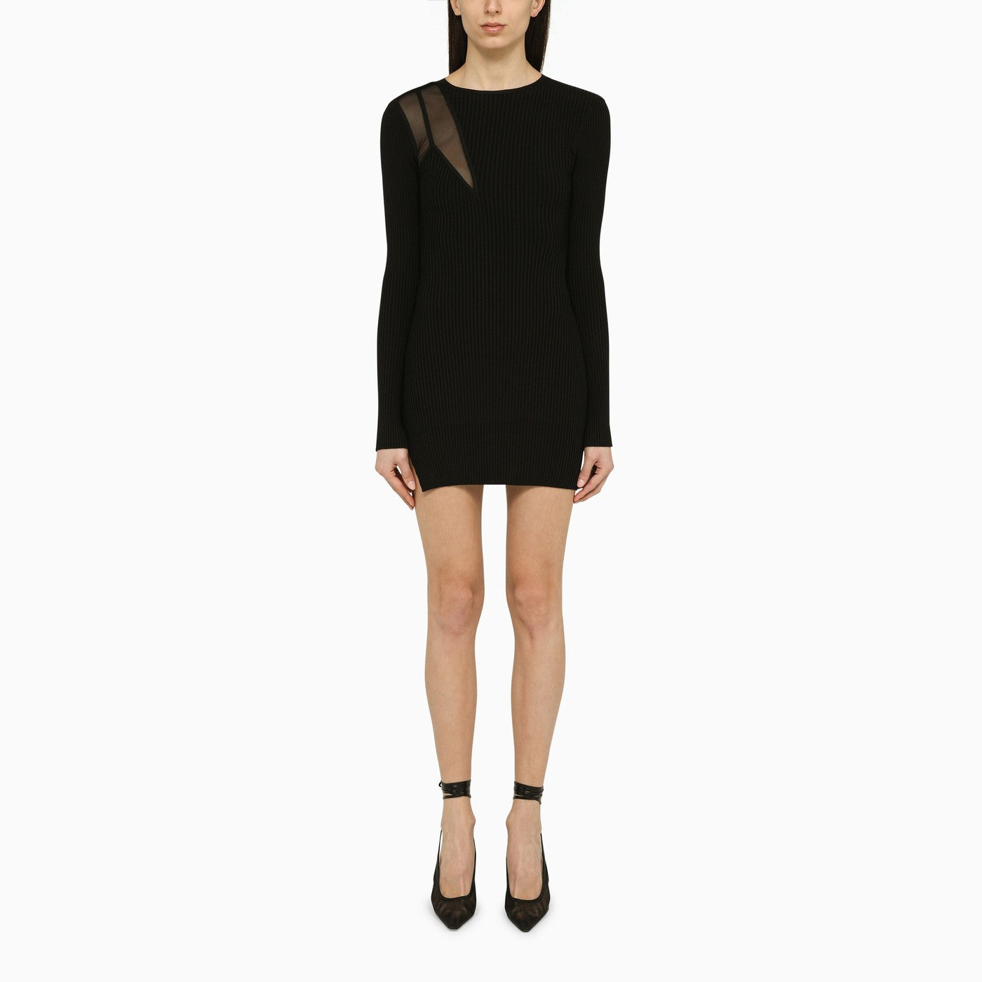 David Koma Black Viscose Blend Ribbed Mini Dress