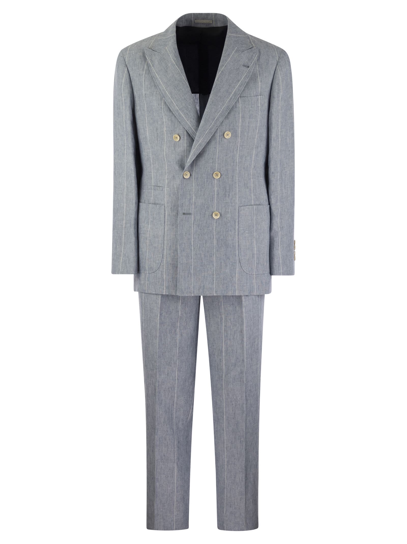 Brunello Cucinelli Broad Pinstripe Linen Suit