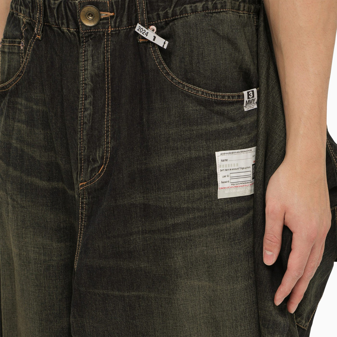 Maison Mihara Yasuhiro Wide Denim Jeans With Integrated Shirt Waistband