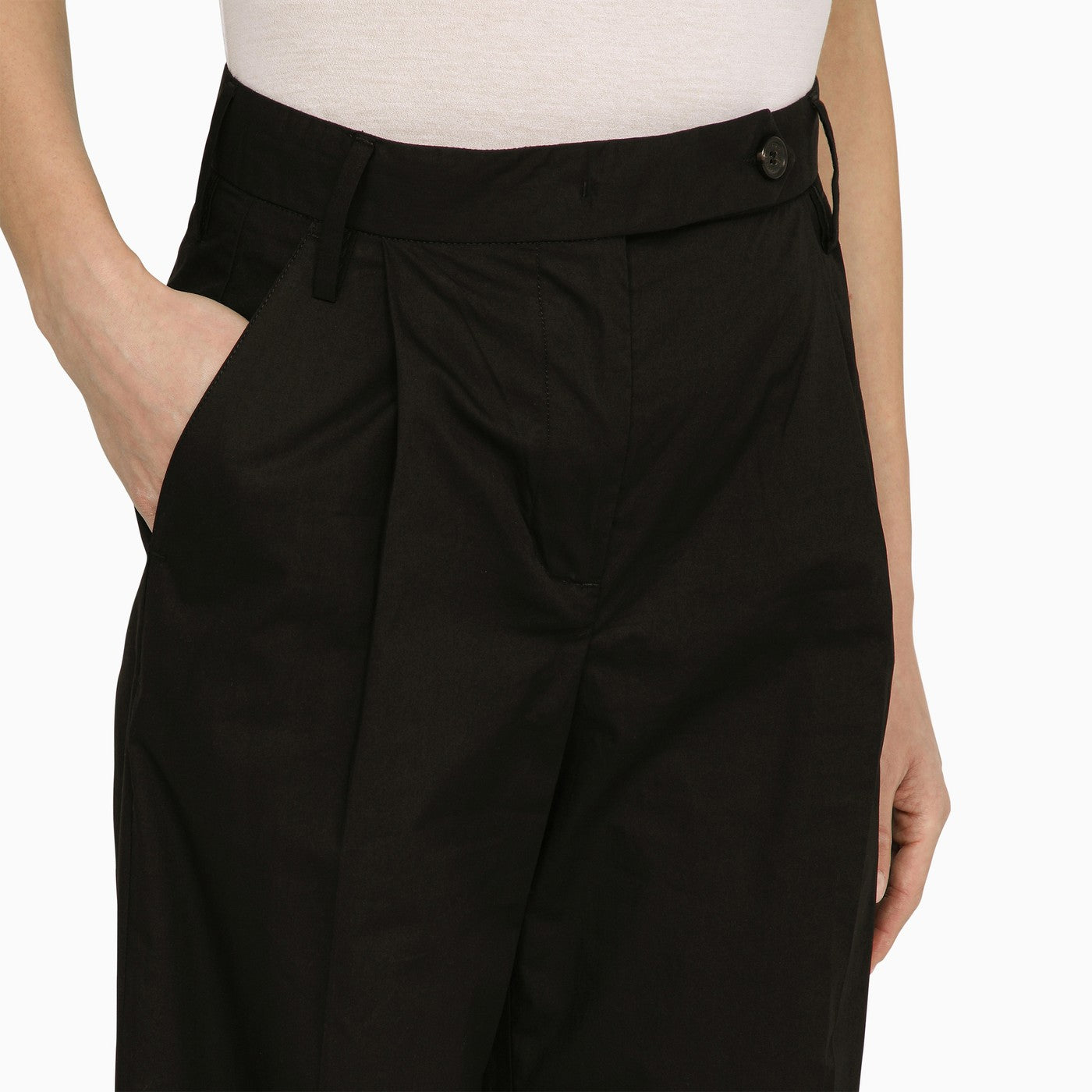 Department 5 Fairmont Black Cotton Wide Trousers