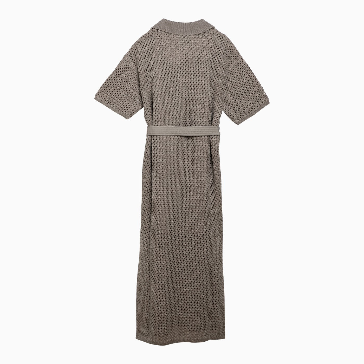 Brunello Cucinelli Net Openwork Knit Dress In Linen Blend