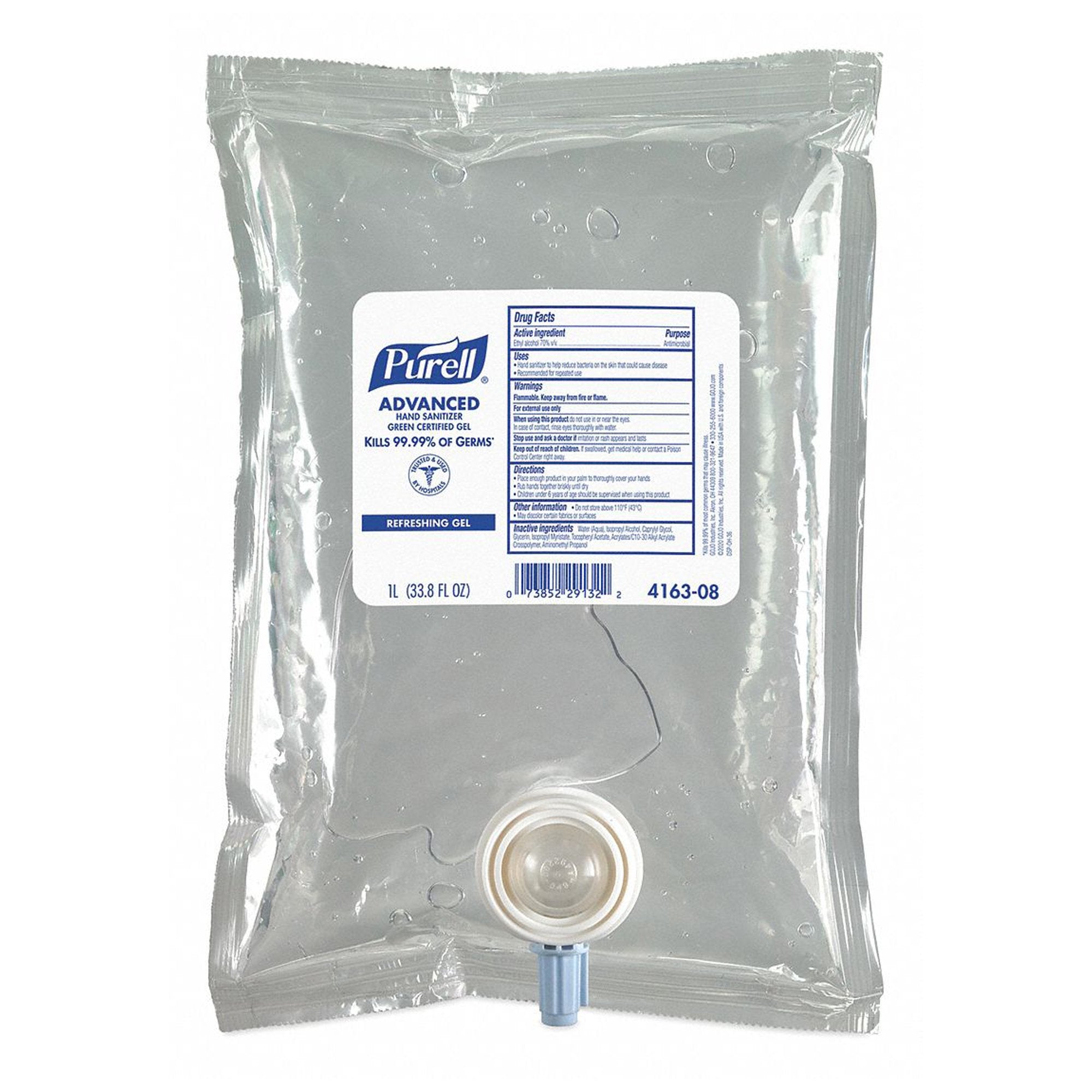 PURELL? GREEN CERTIFIED ADVANCED HAND SANITIZER GEL, 1000 ML DISPENSER REFILL BAG, SOLD AS 1/EACH GOJO 4163-08