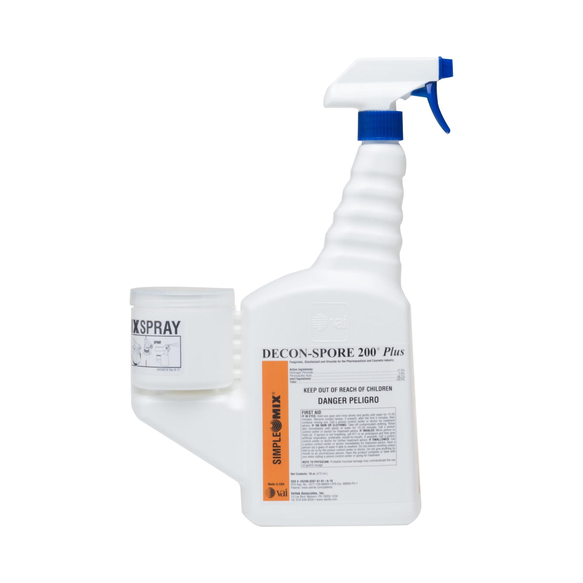 DISINFECTANT, DECON-SPORE 200+SIMPLEMIX STR 16OZ (12/CS), SOLD AS 12/CASE VELTEK DS200-06-16Z-03