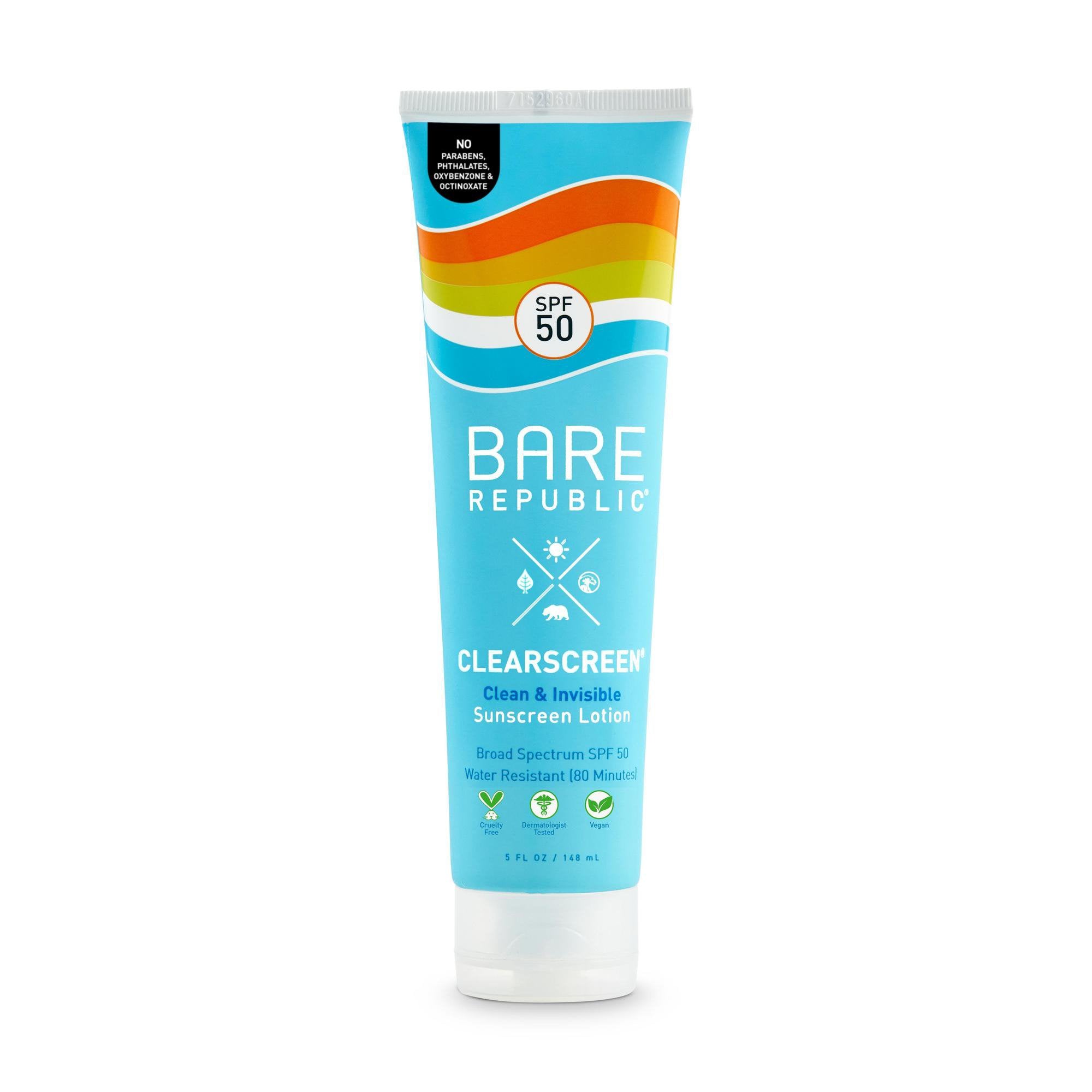 SUNSCREEN BARE REPUBLIC?CLEARSCREEN? SPF 50 LOTION 5 OZ. TUBE, SOLD AS 1/EACH COOLA BR10212