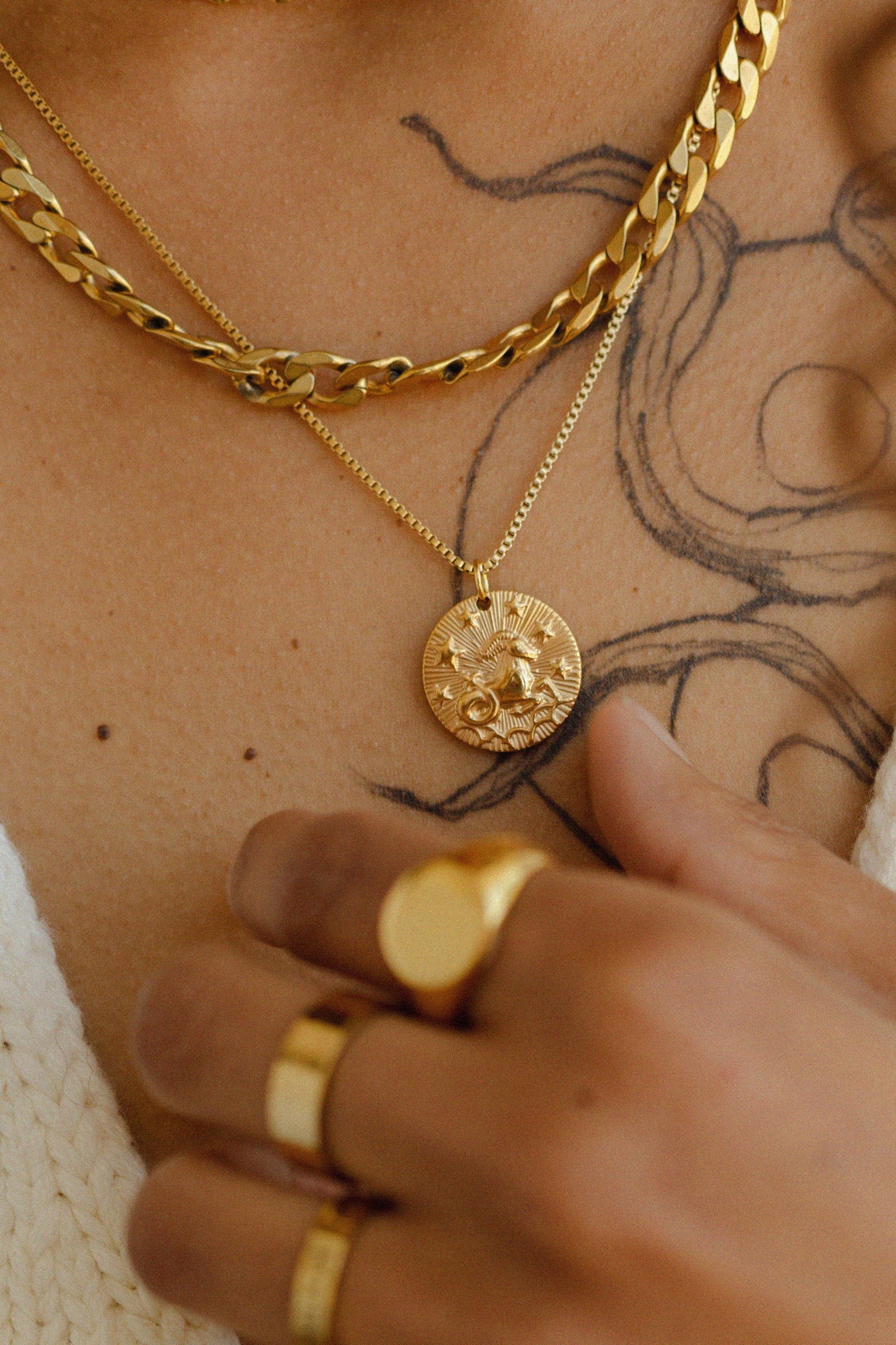 Medallion Disc Zodiac Necklace