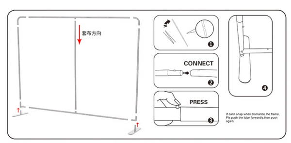 how to assemble tension fabric backdrop