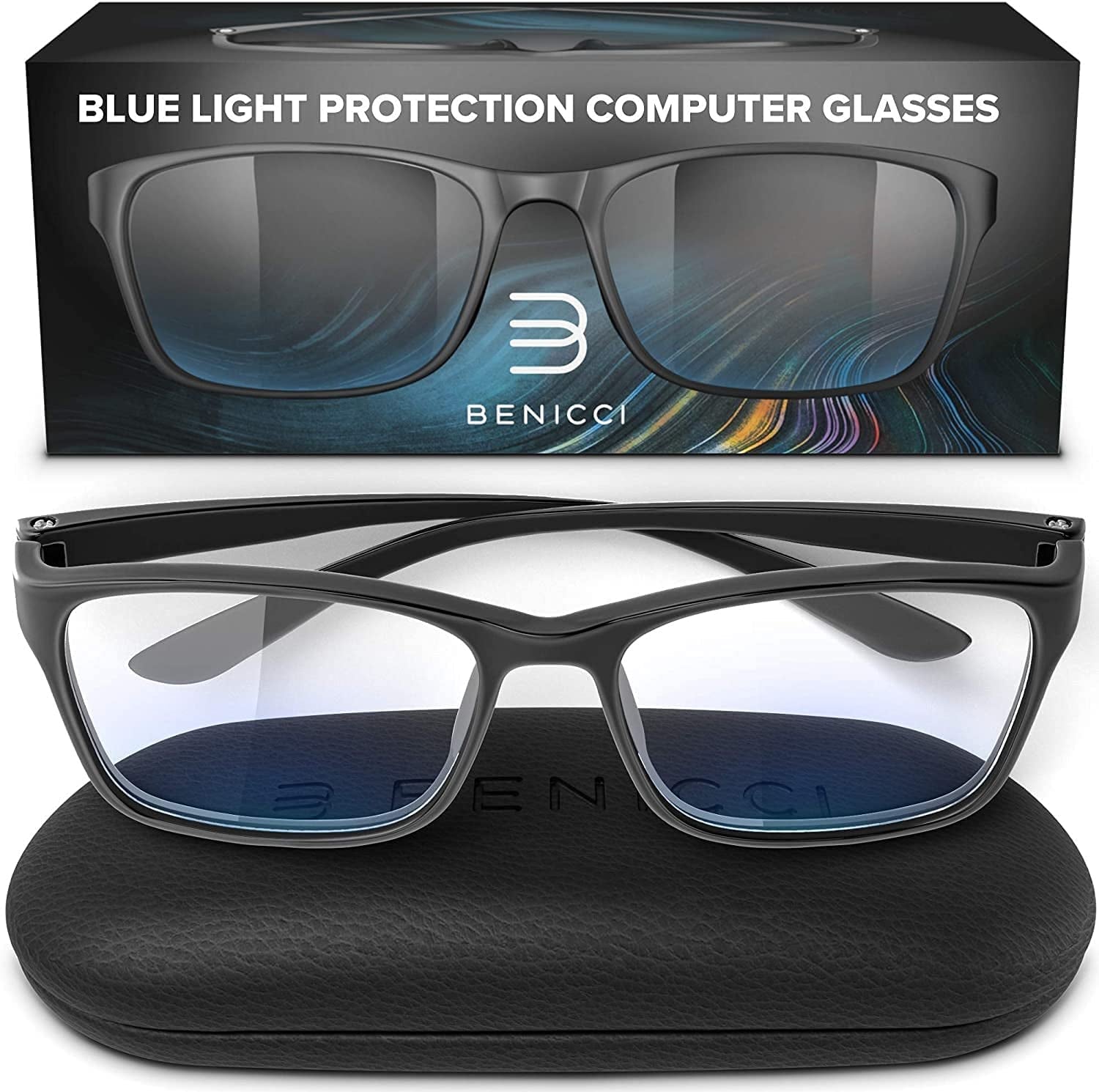 Stylish Blue Light Blocking Glasses for Women or Men - Ease Computer and Digital Eye Strain, Dry Eyes, Headaches Blurry Vision Instantly Blocks Glare from Computers Phone Screens W/Case