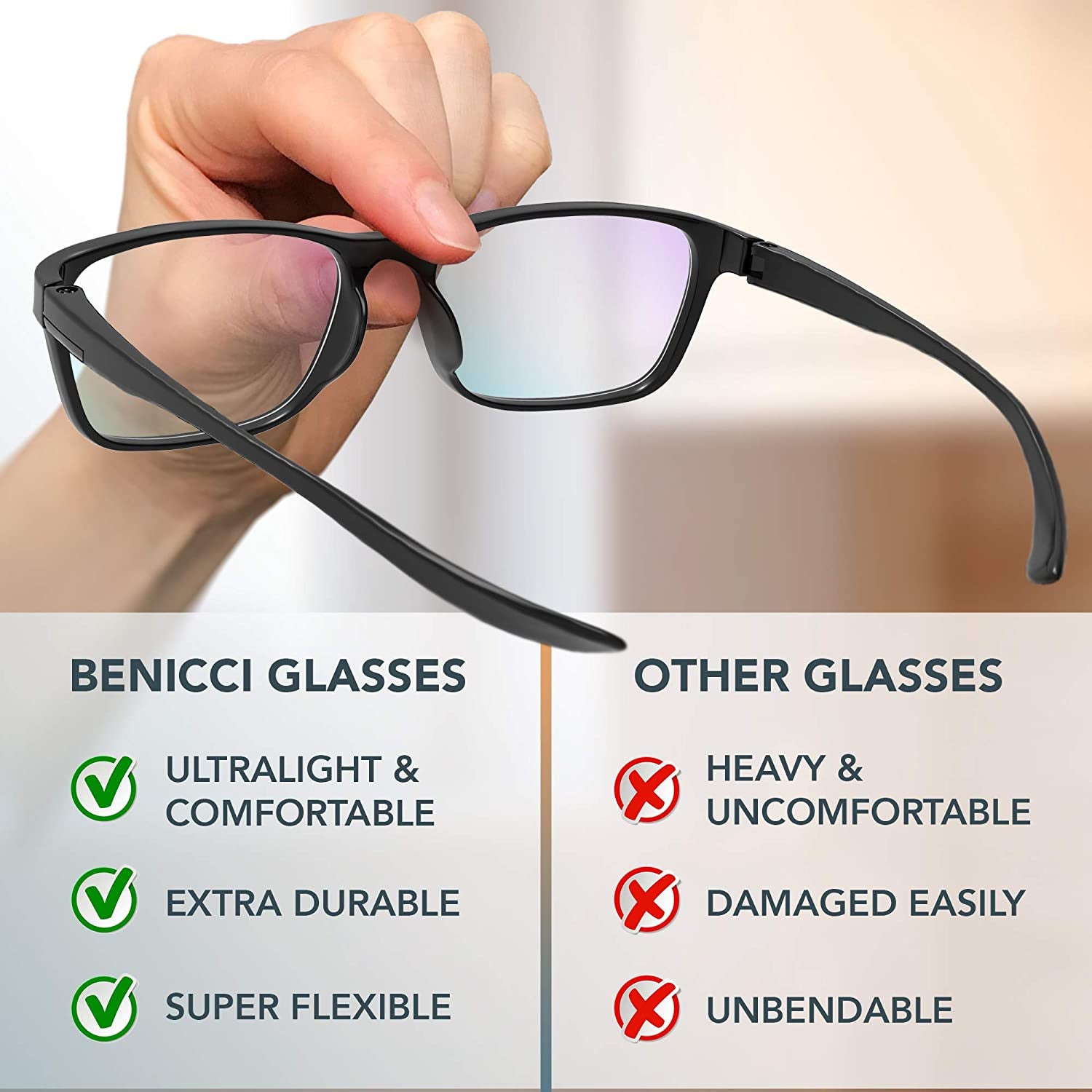 Stylish Blue Light Blocking Glasses for Women or Men - Ease Computer and Digital Eye Strain, Dry Eyes, Headaches Blurry Vision Instantly Blocks Glare from Computers Phone Screens W/Case