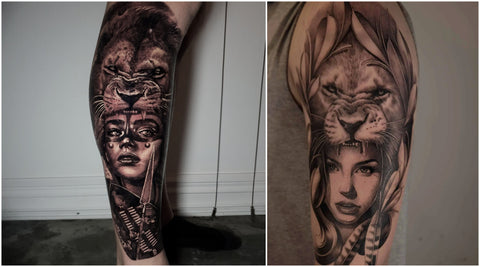 Lion Female Head Tattoo|Tattoo designs