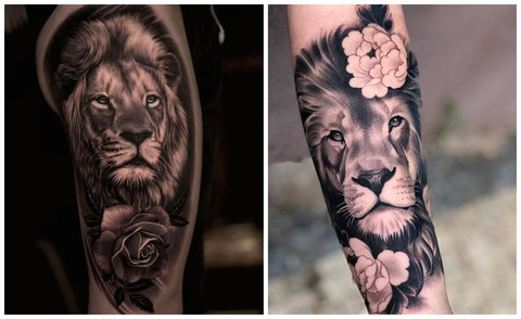 Lion Flower Tattoo Animal Tattoo Designs