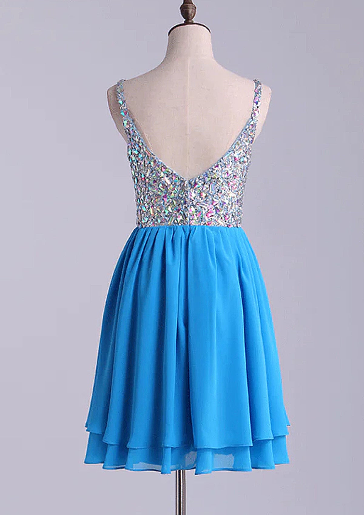 A-line Sweetheart Sleeveless Chiffon Short Mini Homecoming Dress, Beading Crystal