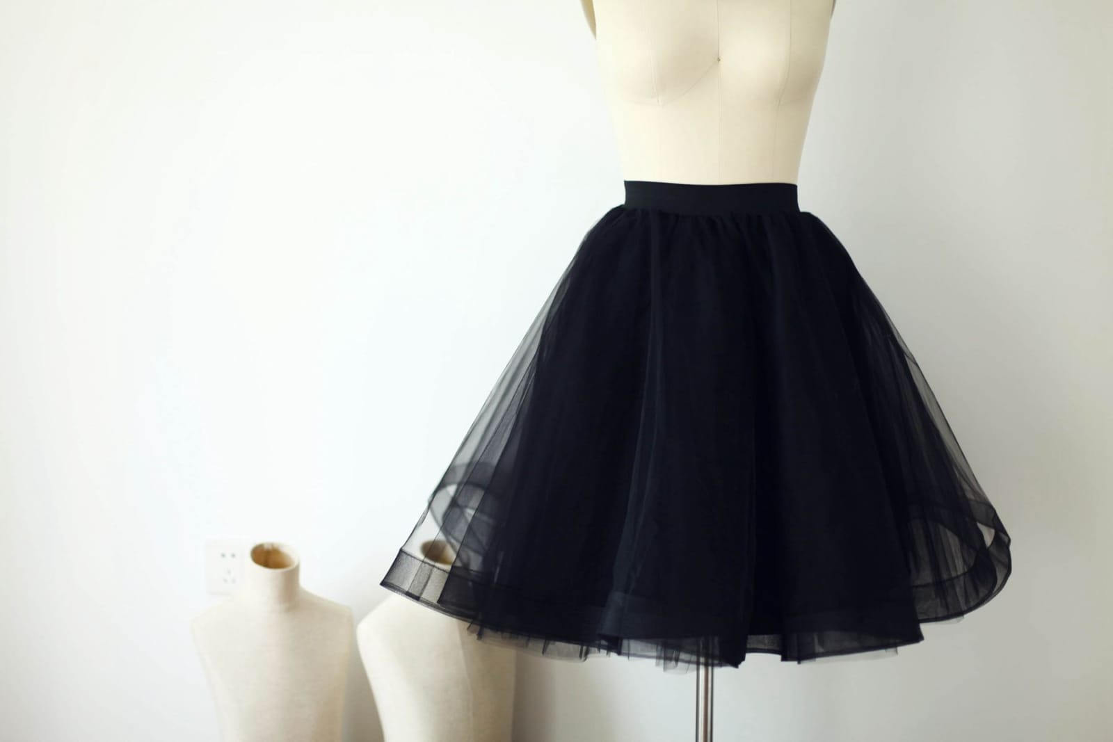 Black Horsehair Tulle Skirt / Short Women Skirt