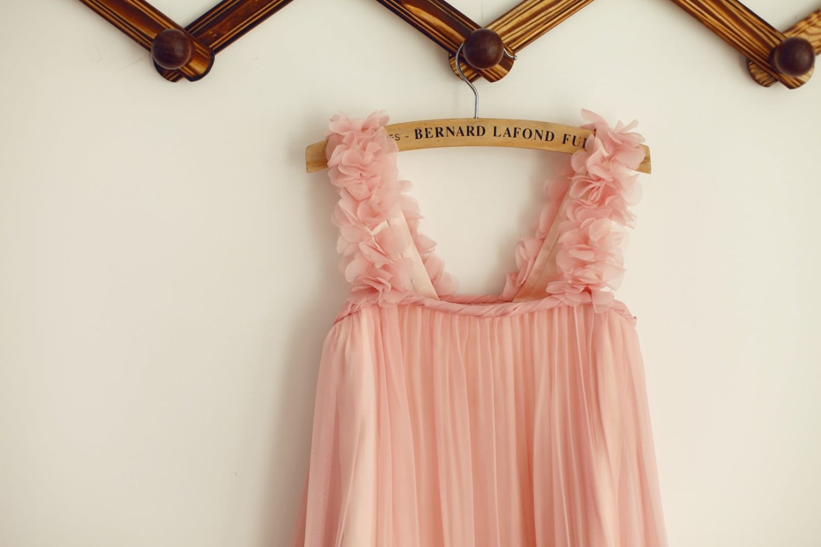 Blush Pink Chiffon Straps Wedding Flower Girl Dress