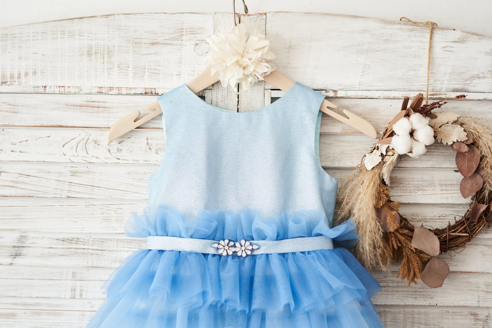Cupcake Ombre Blue Glittering Tulle Wedding Flower Girl Dress
