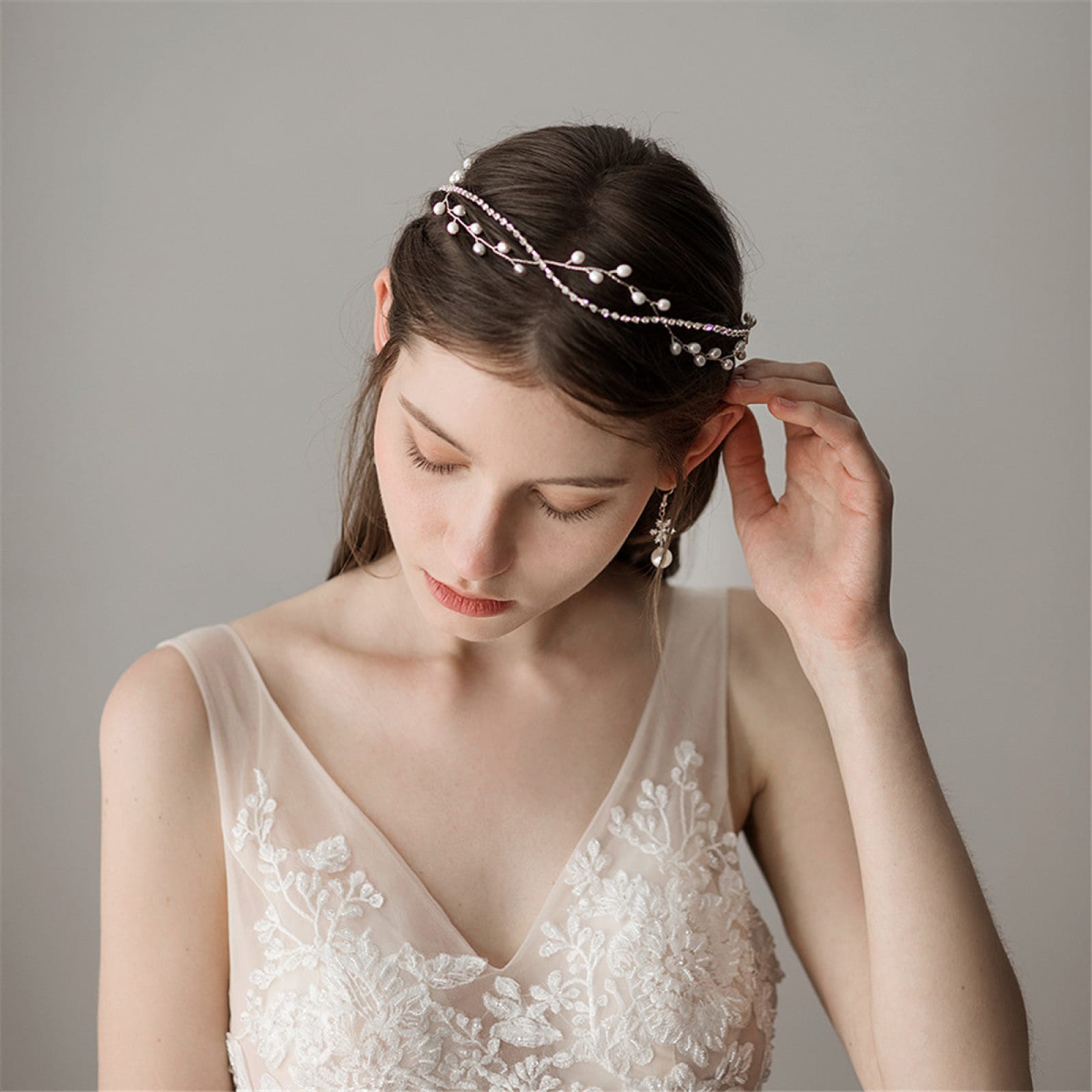 Handmade Chain Pearls Headband Wedding Bridal Hair Accessories Women