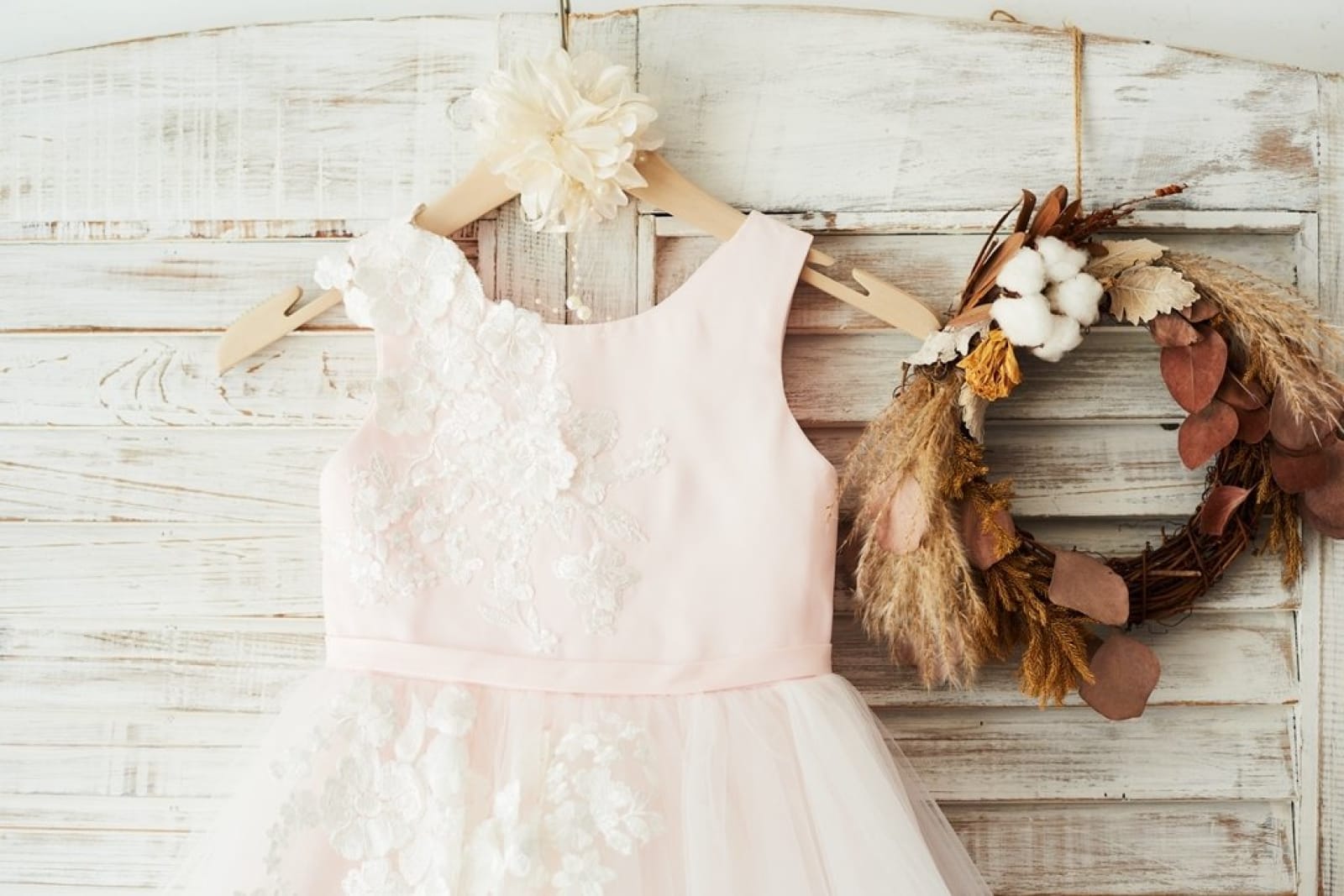 Ivory Lace Tulle Pink Satin Wedding Flower Girl Dress Junior Bridesmaid Dress