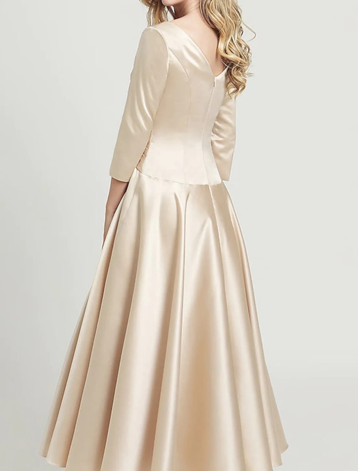 A-line Surplice Ankle Length Satin Ruched Wedding Guest/Mother of Bride Dress