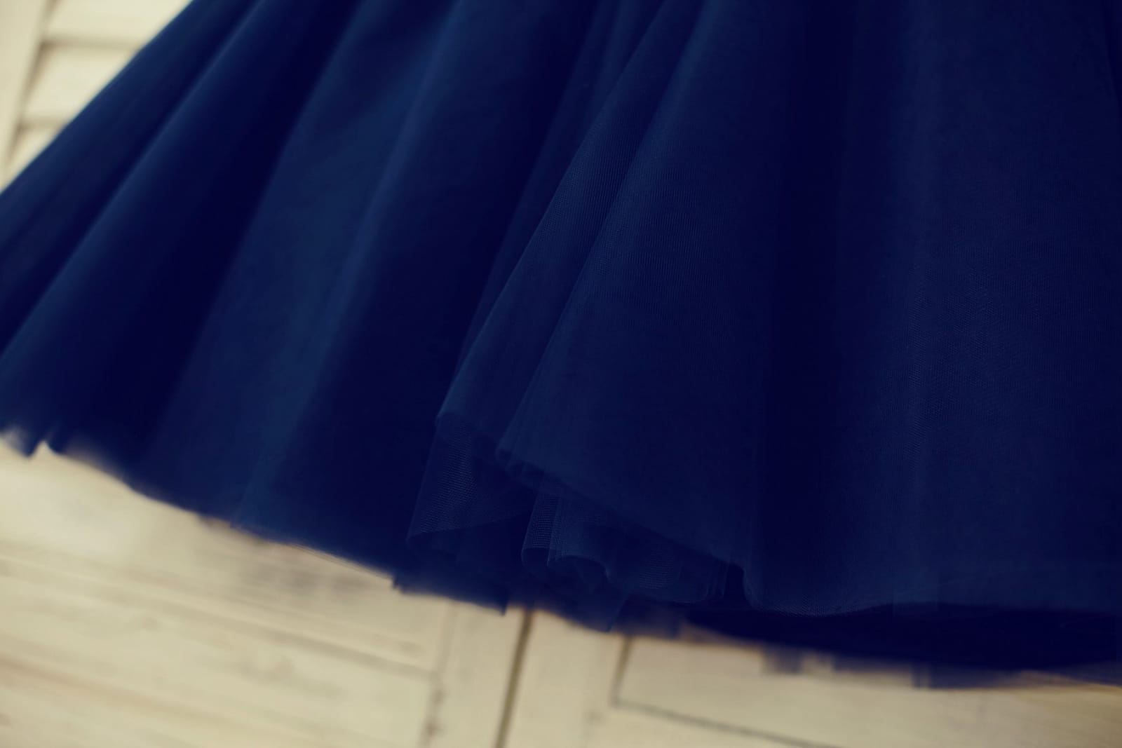 Navy Blue/Gray Lace Tulle Keyhole Back Flower Girl Dress