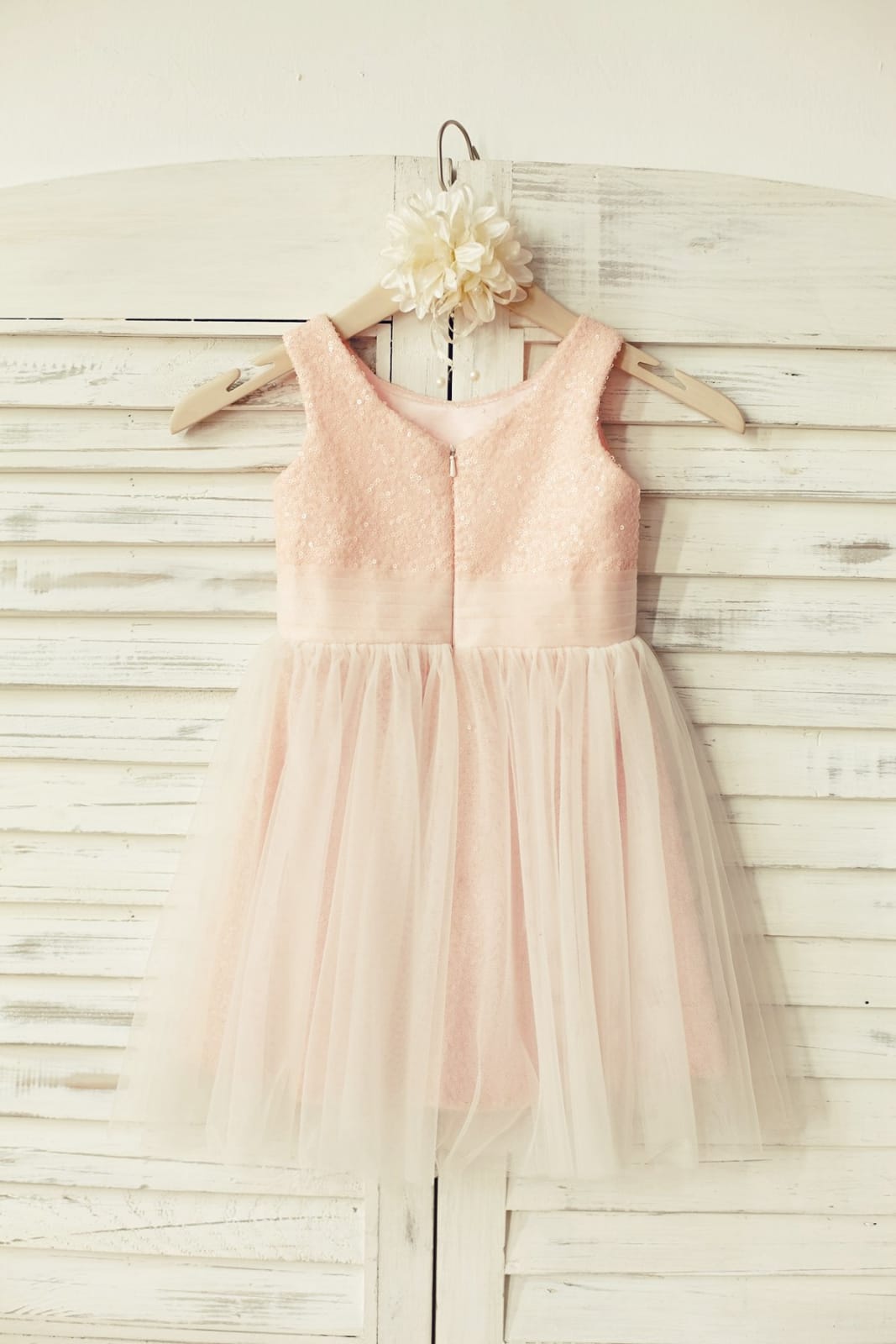 Peach/Champagne/Mint/Silver/Navy Sequin Tulle Flower Girl Dress