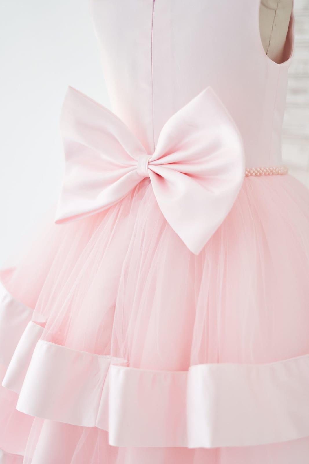 Pink Satin Tulle Cupcake Wedding Flower Girl Dress Kids?Formal?Dress, Bow