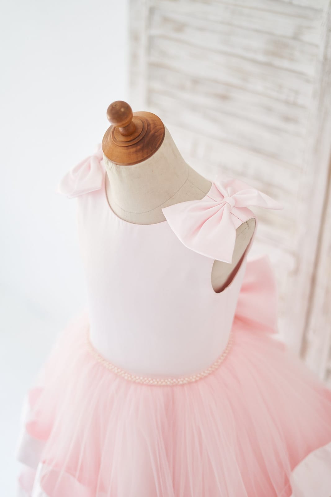 Pink Satin Tulle Cupcake Wedding Flower Girl Dress Kids?Formal?Dress, Bow