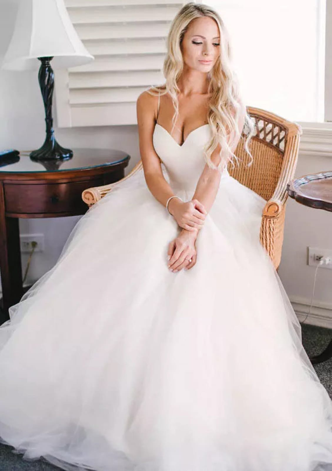 Princess Strap Sweetheart Sleeveless Sweep Tulle Wedding Dress, Sash