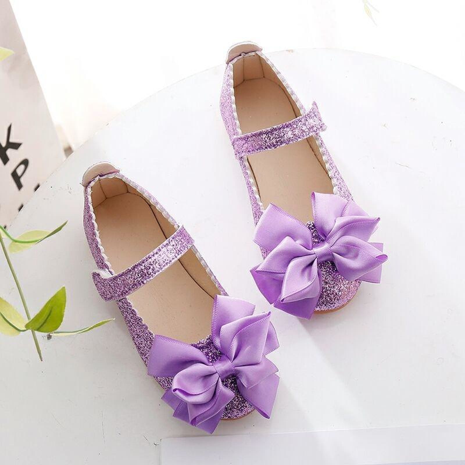 Purple / Pink / Gold Bowknot Sequin Wedding Flower Girl Shoes Kids Baby Princess Shoes