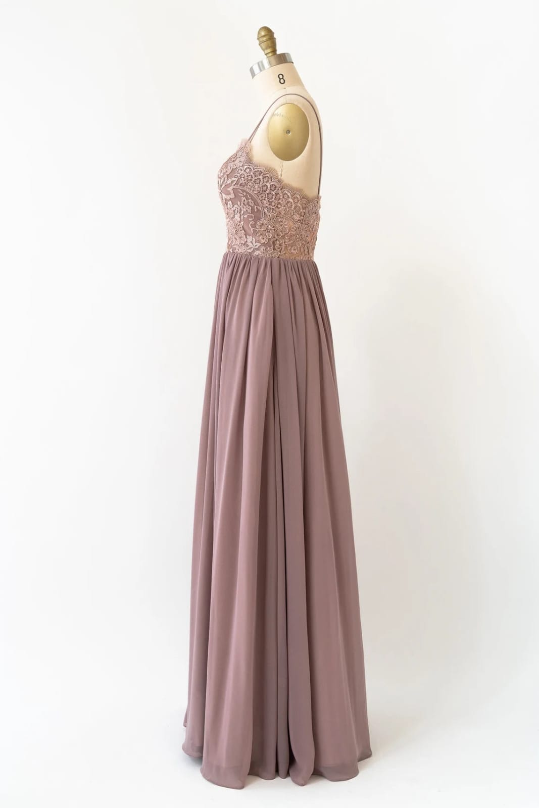 Strap Sweetheart Embroidery Lace Dusk Chiffon Pleated Bridesmaid Dress