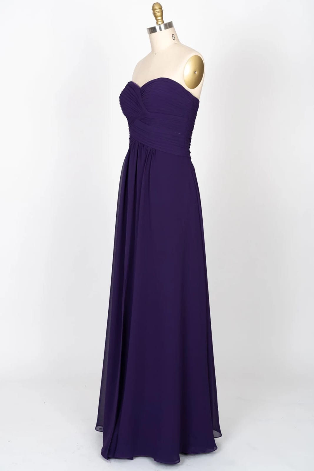 Strapless Sweetheart Backless Long Chiffon Purple Bridesmaid Dress