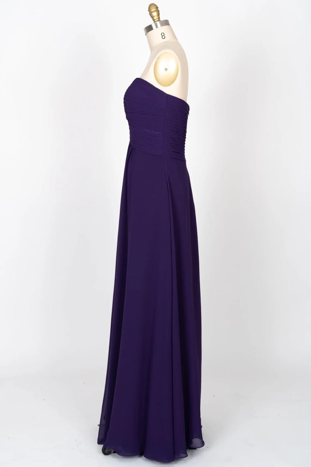 Strapless Sweetheart Backless Long Chiffon Purple Bridesmaid Dress