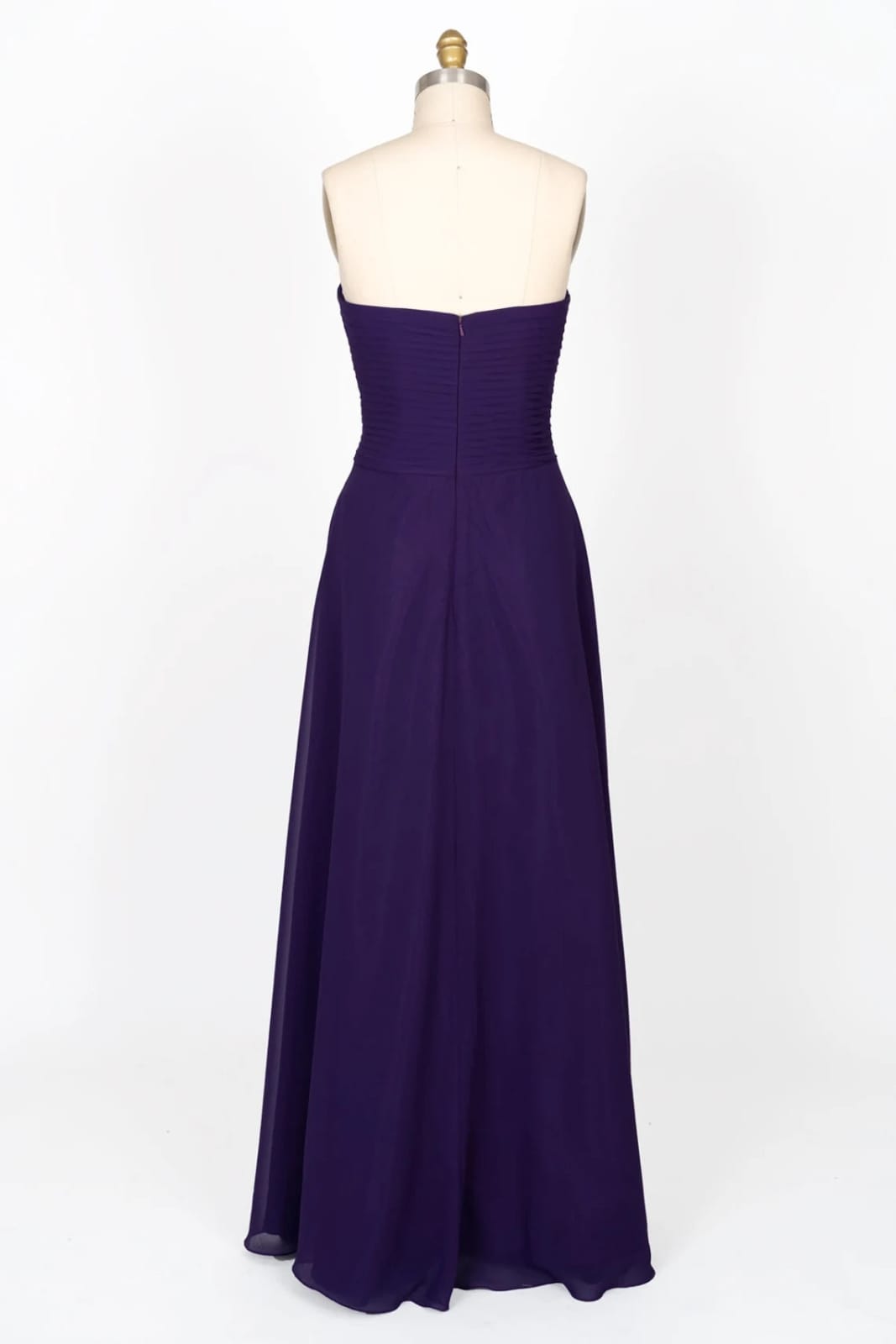 Strapless Sweetheart Backless Long Chiffon Purple Bridesmaid Dress