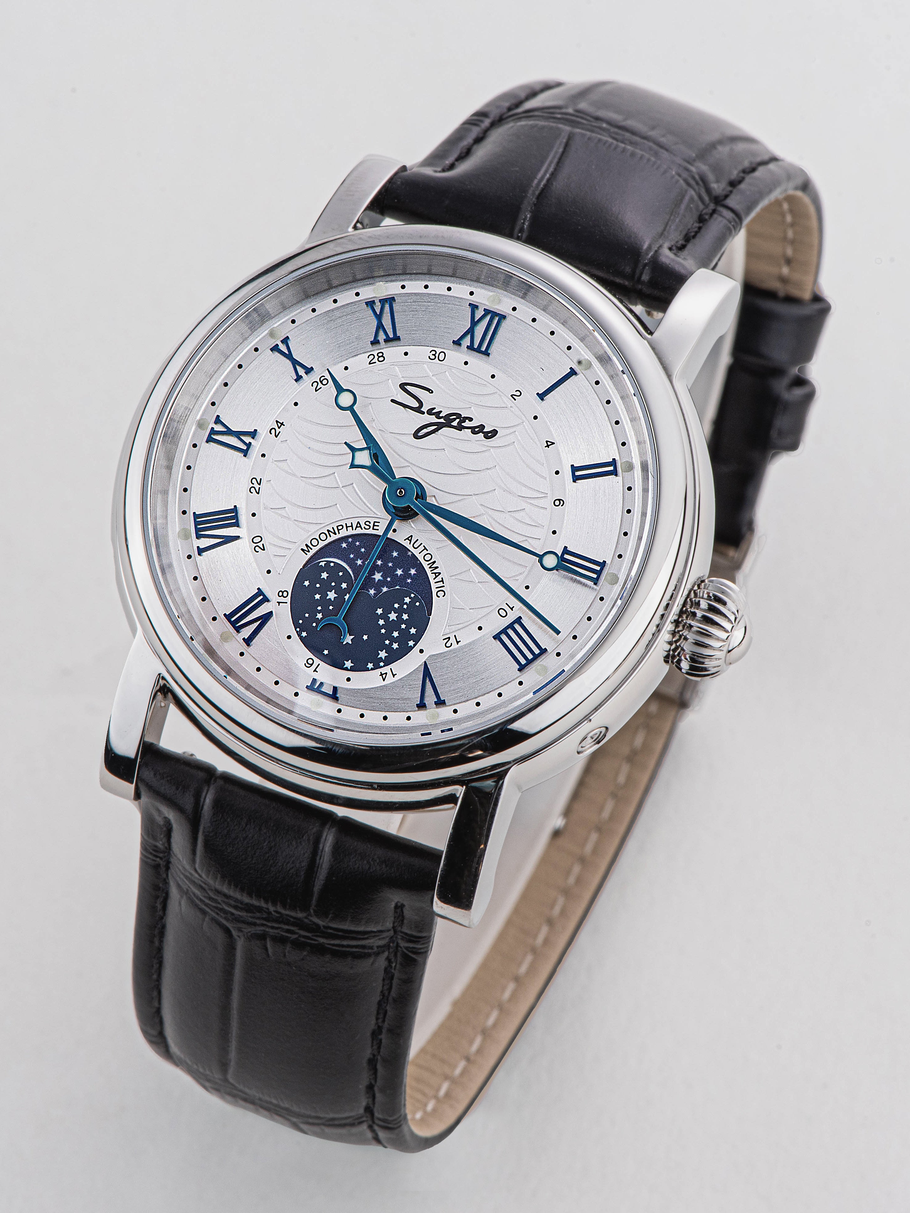 MoonPhase Master SU2108SZ Stainless-Steel Moon Phase Blue Indices