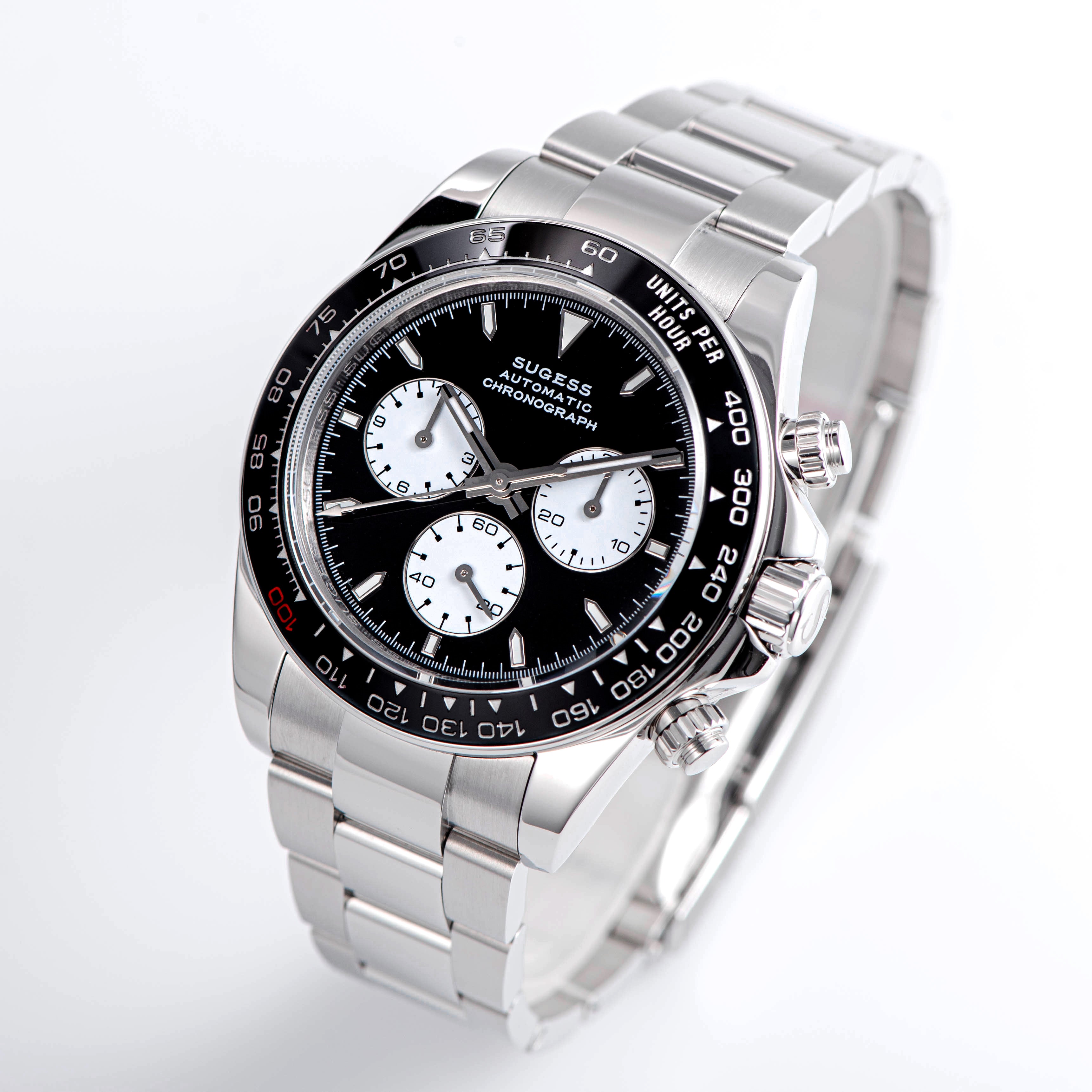 Automatic Chronograph 418-2 Black Dial Ceramic Bezel Professional