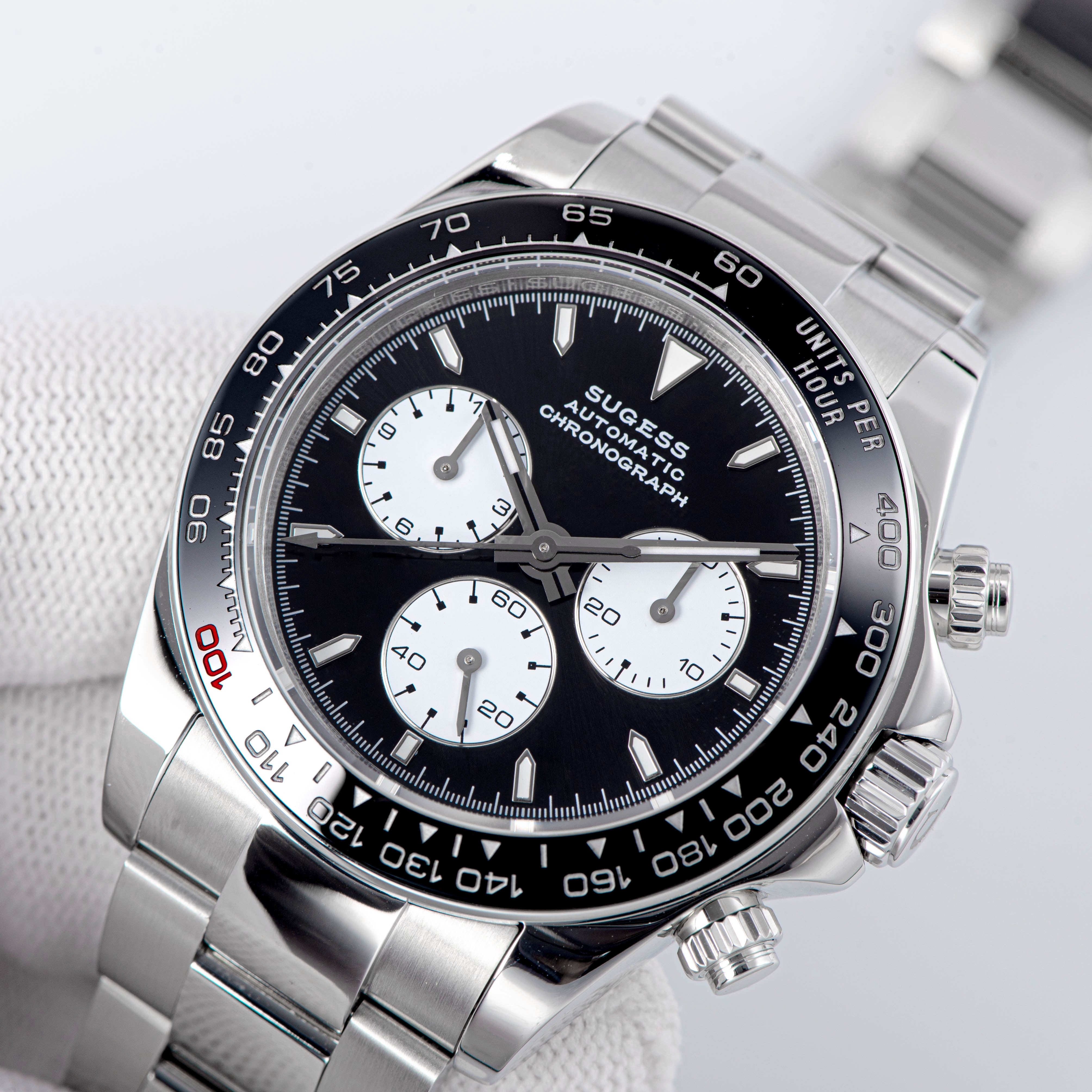 Automatic Chronograph 418-2 Black Dial Ceramic Bezel Professional