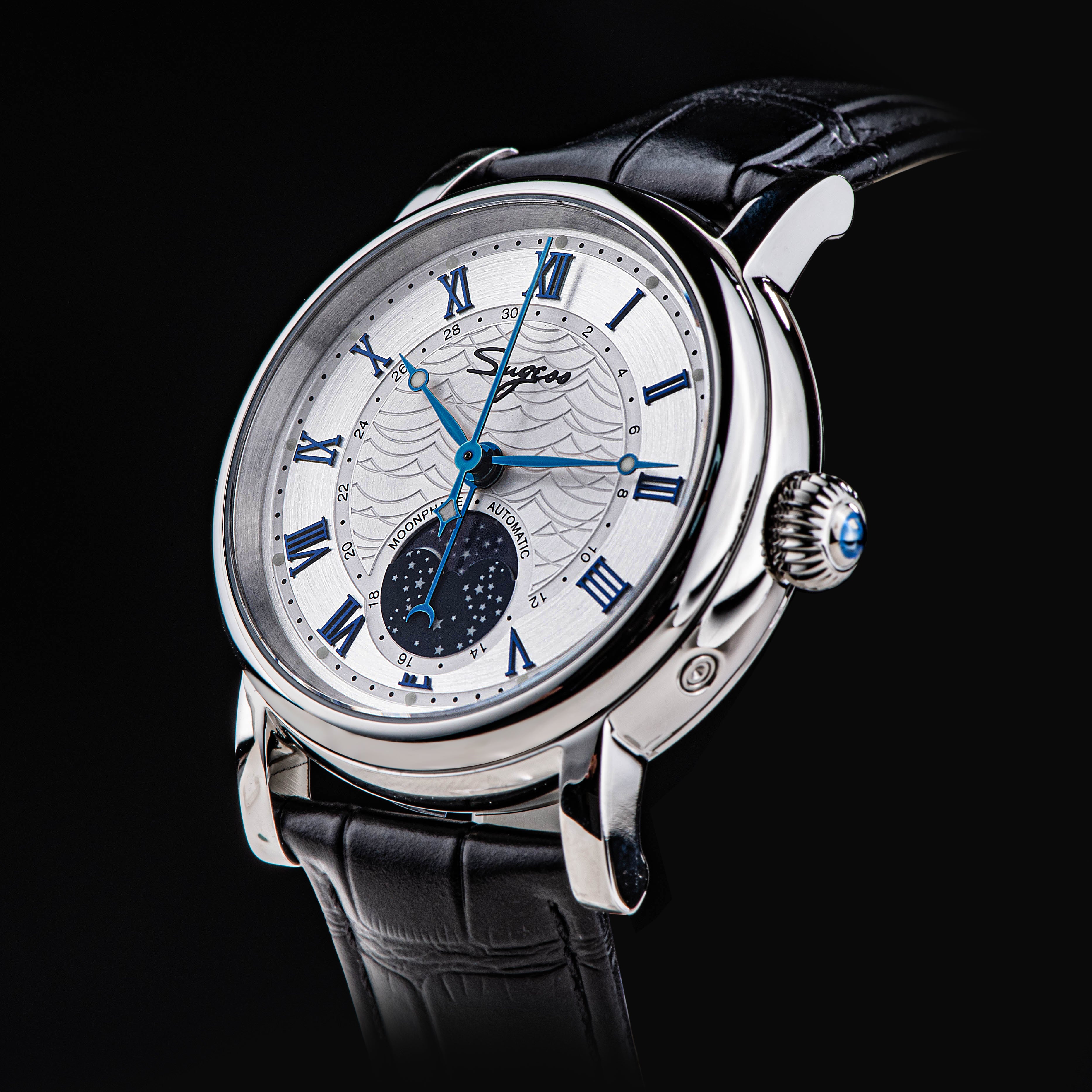 MoonPhase Master SU2108SZ Stainless-Steel Moon Phase Blue Indices