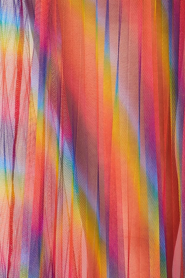 VOTIQUE RAINBOW PLEATED SHEER SKIRT WITH ELASTIC WAIST BAND-BLUE MULTI