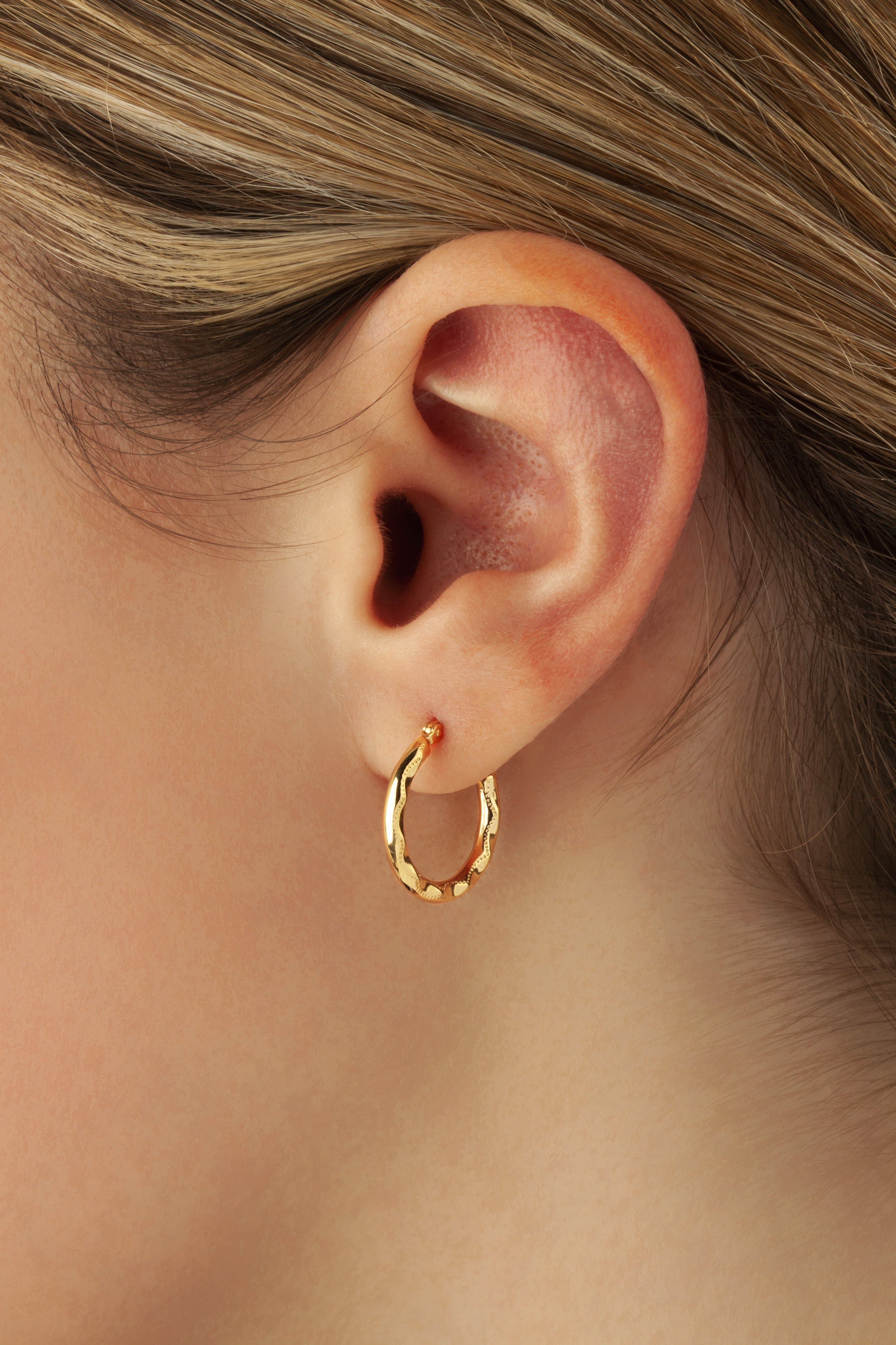 14K Yellow Gold Sm. Fancy Hoop Sd Earrings
