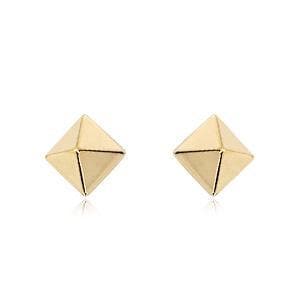 14K Yellow Gold 6mm Pyramid Post Earrings
