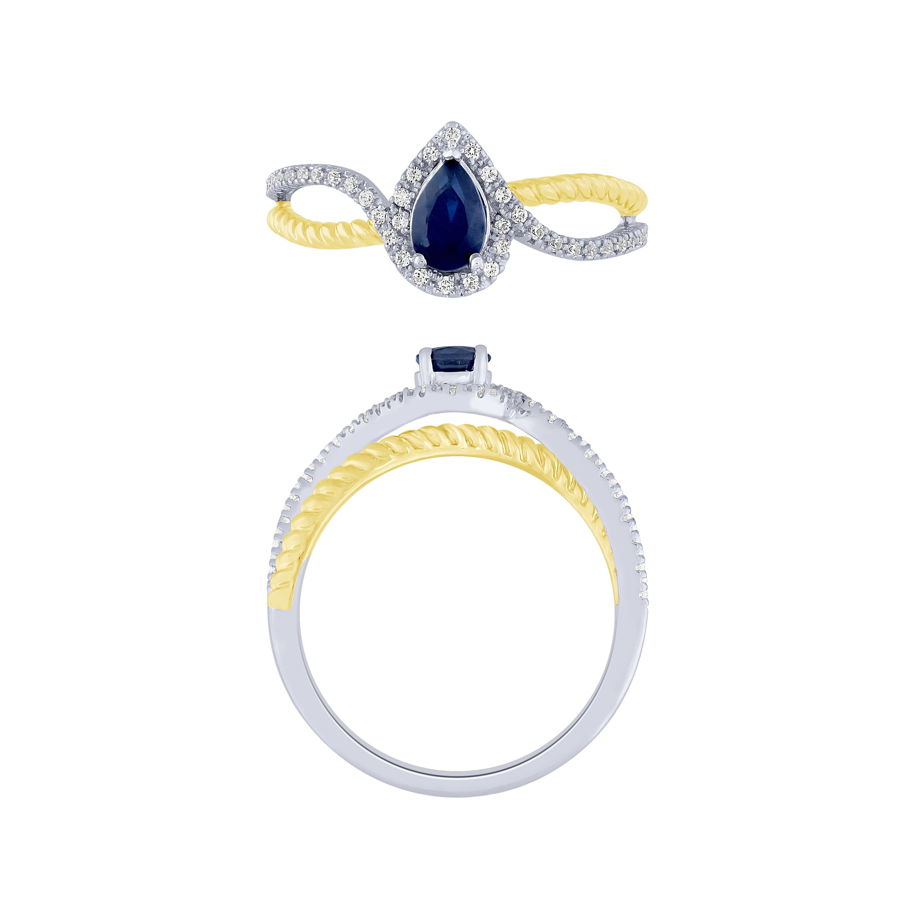 14K Diamond And Sapphire Ring
