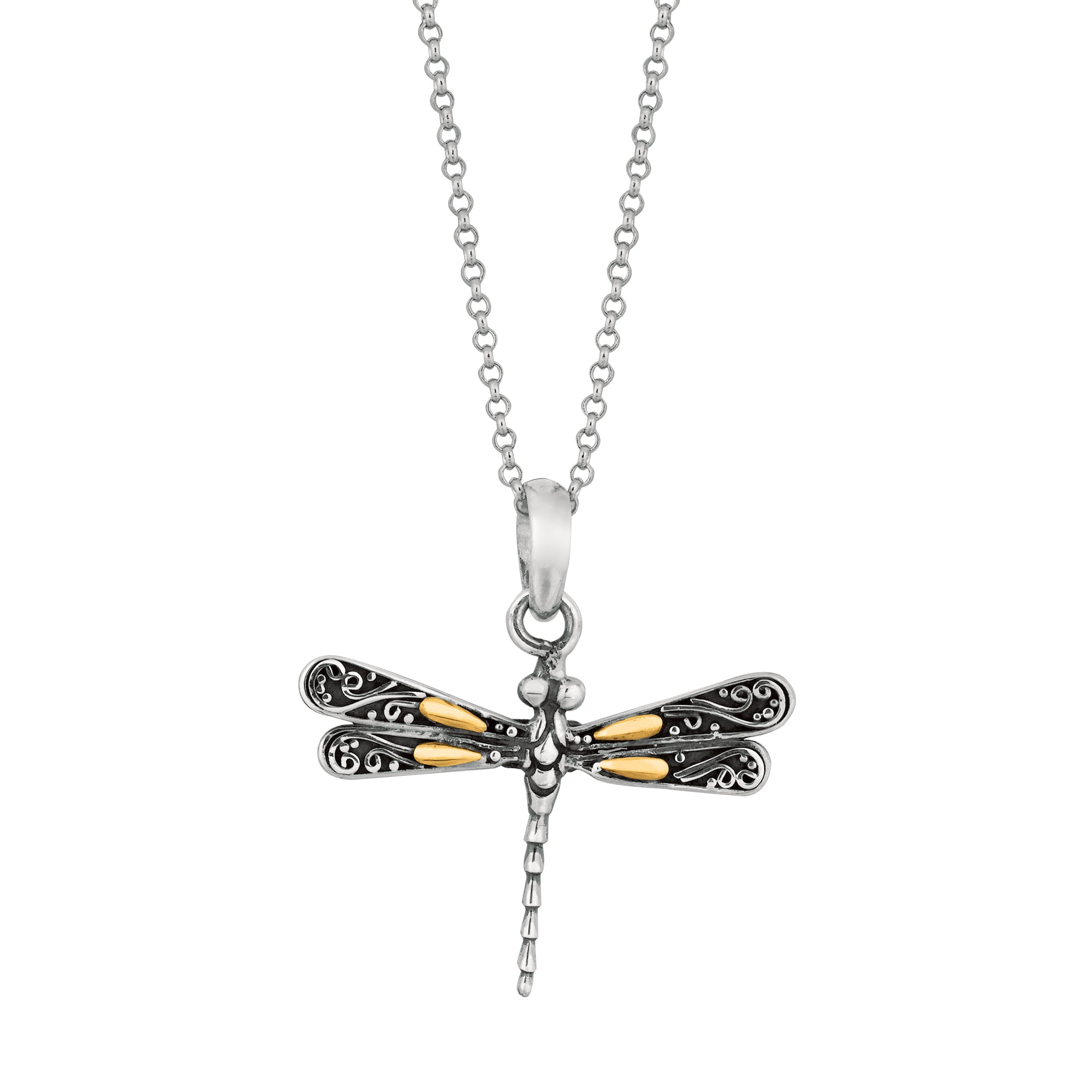 Silver & 18K Dragonfly Necklace