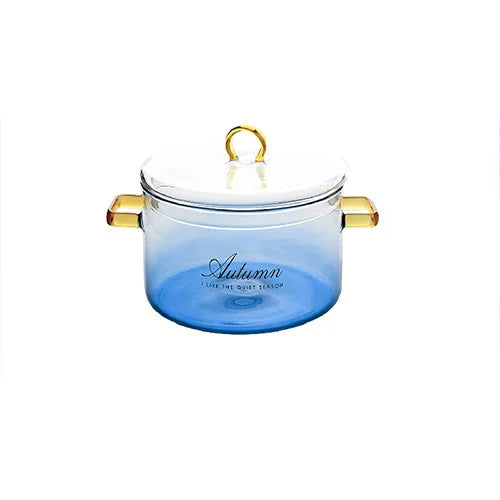 Gradient Color Glass Saucepan Pot With Cover Heat-resistant Casserole