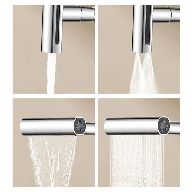 4 Modes Waterfall Kitchen Faucet Rotation Stream Sprayer Head Tap