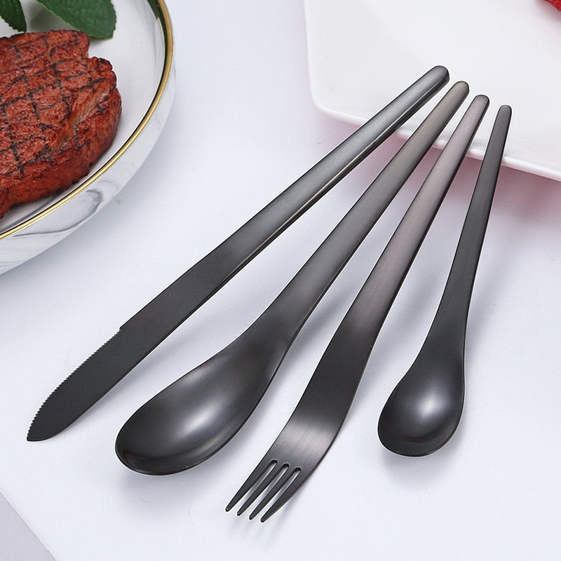 16pcs Matte Cutlery Set Dinnerware Stainless Steel Kitchen Silverware