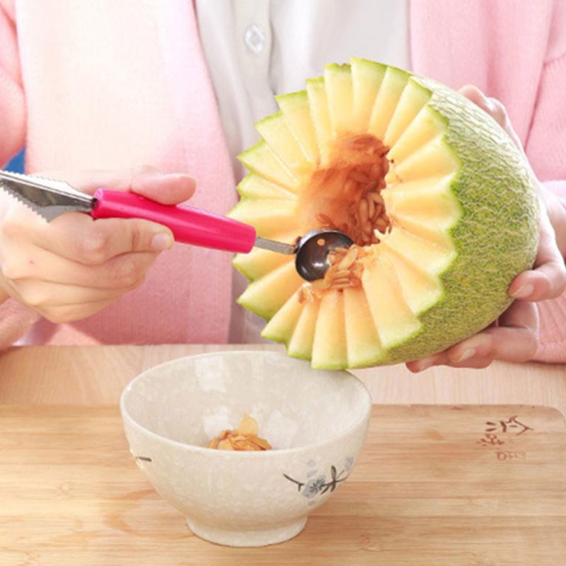 2 In 1 Ice Cream Ball Spoon Double Stainless Steel Carving Knife