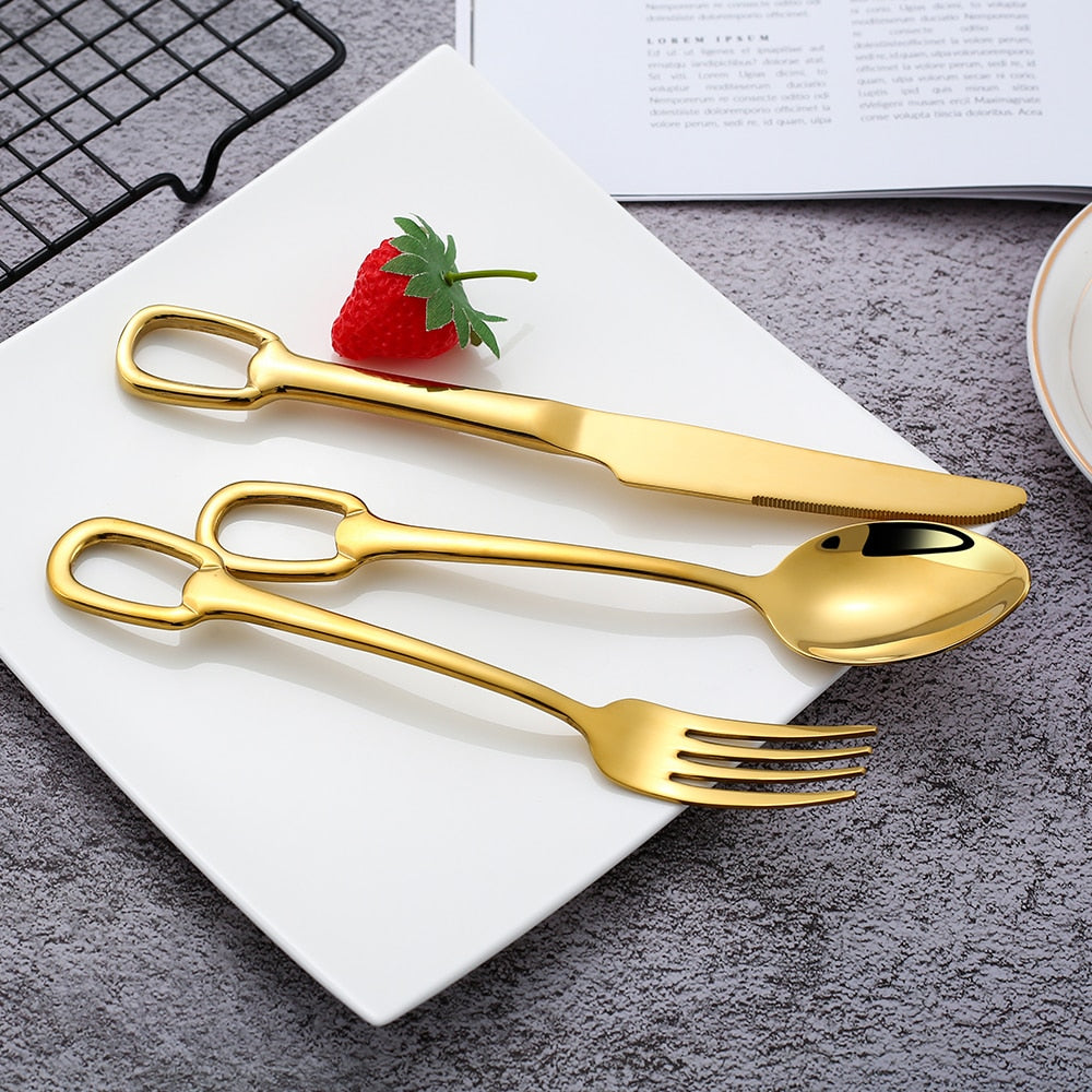 5Pcs Tableware Set Stainless Steel Cutlery Set Elegant Dinnerware Set